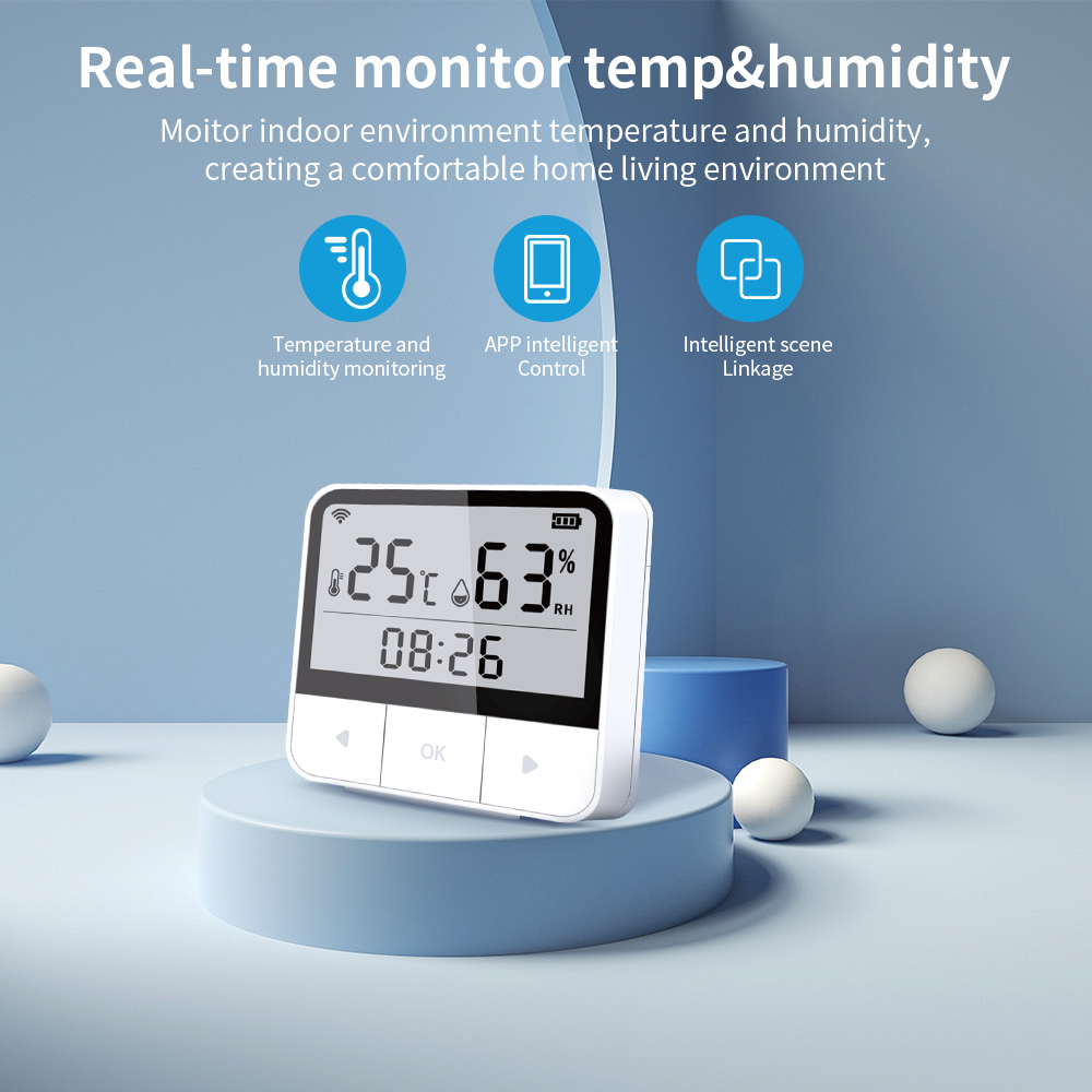 Smart WiFi Temperature Humidity Monitor Wireless Temperature Humidity Sensor TUYA APP Notification Alerts WiFi